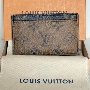 Louis Vuitton Logo Monogram Reverse Print Card Wallet Holder RFID CHIP Plus COA